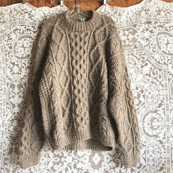 One of a Kind Other - Brown Alpaca Wool Cable Knit Sweater L